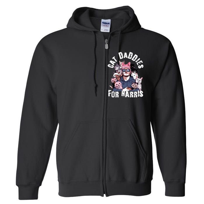 Childless Cat Lady Kamala Cat Dad Full Zip Hoodie