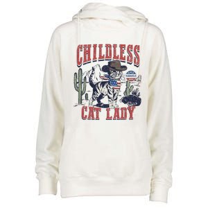 Childless Cat Lady Voting Kamala Harris 2024 Womens Funnel Neck Pullover Hood