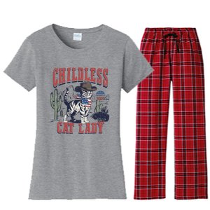 Childless Cat Lady Voting Kamala Harris 2024 Women's Flannel Pajama Set