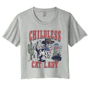 Childless Cat Lady Voting Kamala Harris 2024 Women's Crop Top Tee