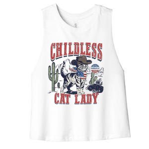 Childless Cat Lady Voting Kamala Harris 2024 Women's Racerback Cropped Tank