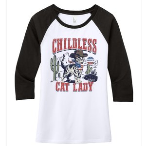 Childless Cat Lady Voting Kamala Harris 2024 Women's Tri-Blend 3/4-Sleeve Raglan Shirt