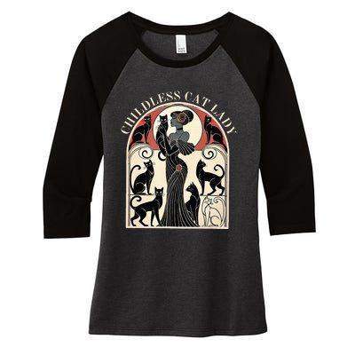 Childless Cat Ladies Cat Karma Retro Funny Women's Tri-Blend 3/4-Sleeve Raglan Shirt