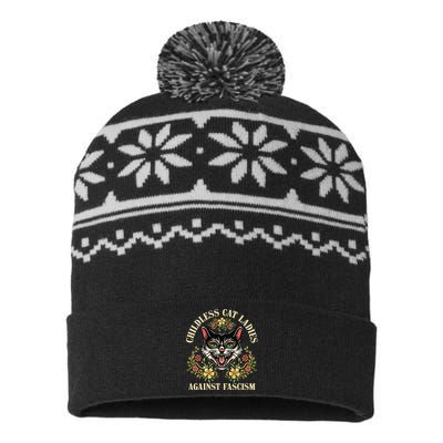 Childless Cat Ladies Against Fascism USA-Made Snowflake Beanie