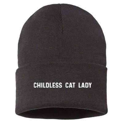 Childless Cat Lady Funny Cute Cat Sustainable Knit Beanie