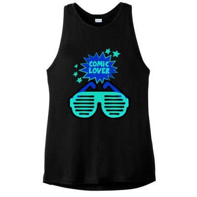 Cool Comic Lover Reading Glasses Comic Style Meaningful Gift Ladies PosiCharge Tri-Blend Wicking Tank