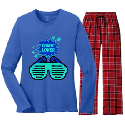 Cool Comic Lover Reading Glasses Comic Style Meaningful Gift Women's Long Sleeve Flannel Pajama Set 