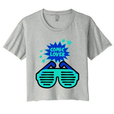 Cool Comic Lover Reading Glasses Comic Style Meaningful Gift Women's Crop Top Tee