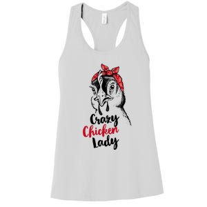 Crazy Chicken Lady + Funny Bandana Chicken Whisperer Gift Great Gift Women's Racerback Tank