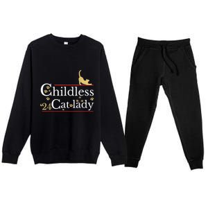 Childless Cat Lady For President Premium Crewneck Sweatsuit Set