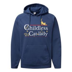 Childless Cat Lady For President Performance Fleece Hoodie