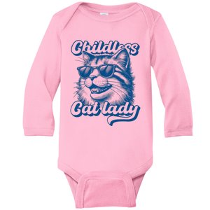 Childless Cat Lady Funny Cat Lover Baby Long Sleeve Bodysuit