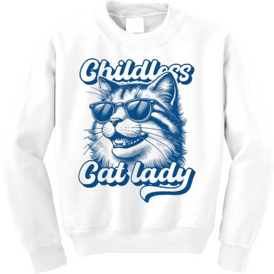 Childless Cat Lady Funny Cat Lover Kids Sweatshirt