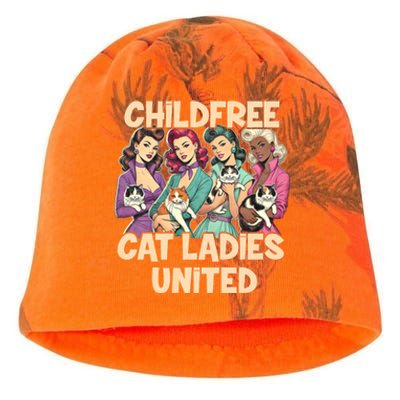 Childfree Cat Lady For Cat Mom Women Cat Ladies Kati - Camo Knit Beanie