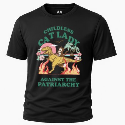 Childless Cat Lady Against The Patriarchy Cat Riding Dino Gift Performance Shirt