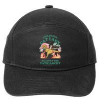 Childless Cat Lady Against The Patriarchy Cat Riding Dino Gift 7-Panel Snapback Hat