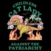Childless Cat Lady Against The Patriarchy Cat Riding Dino Gift 7-Panel Snapback Hat