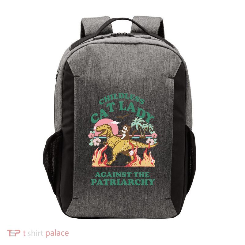 Childless Cat Lady Against The Patriarchy Cat Riding Dino Gift Vector Backpack