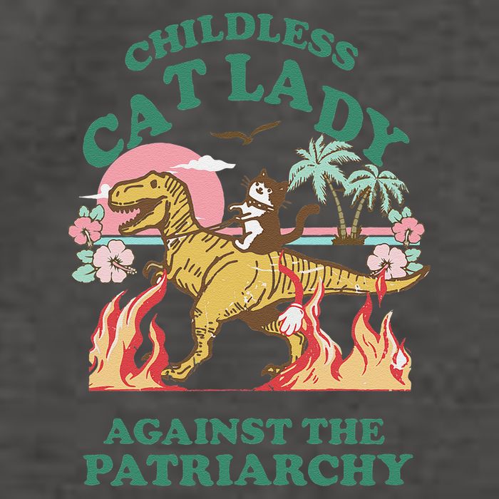 Childless Cat Lady Against The Patriarchy Cat Riding Dino Gift Vector Backpack