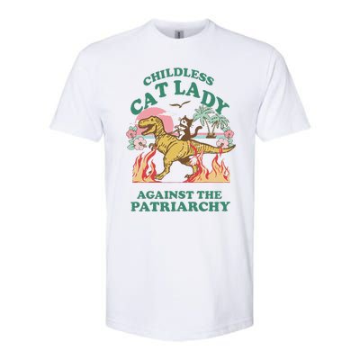 Childless Cat Lady Against The Patriarchy Cat Riding Dino Gift Softstyle CVC T-Shirt