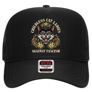 Childless Cat Ladies Against Fascism High Crown Mesh Back Trucker Hat