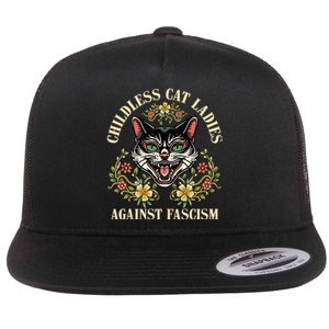 Childless Cat Ladies Against Fascism Flat Bill Trucker Hat