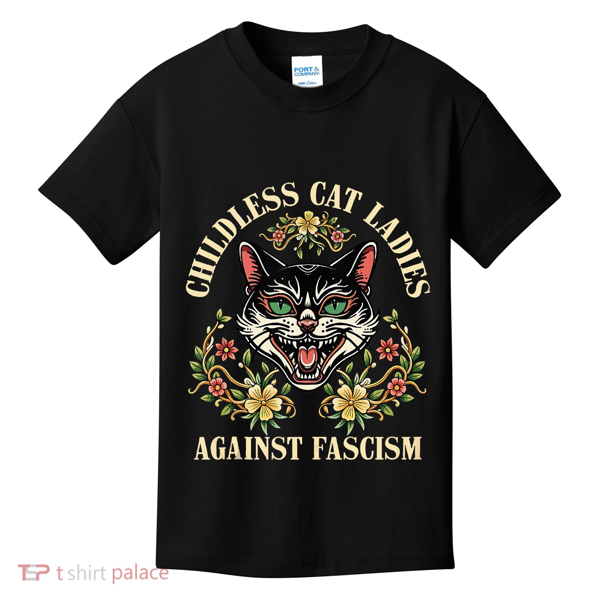 Childless Cat Ladies Against Fascism Kids T-Shirt