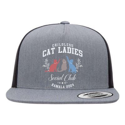 Childless Cat Ladies Social Club Voting Kamala Election 2024 Flat Bill Trucker Hat