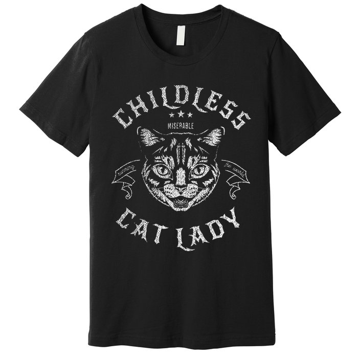 Childless Cat Lady Feminist Voting Ladies Is Voting Kamala Gift Premium T-Shirt