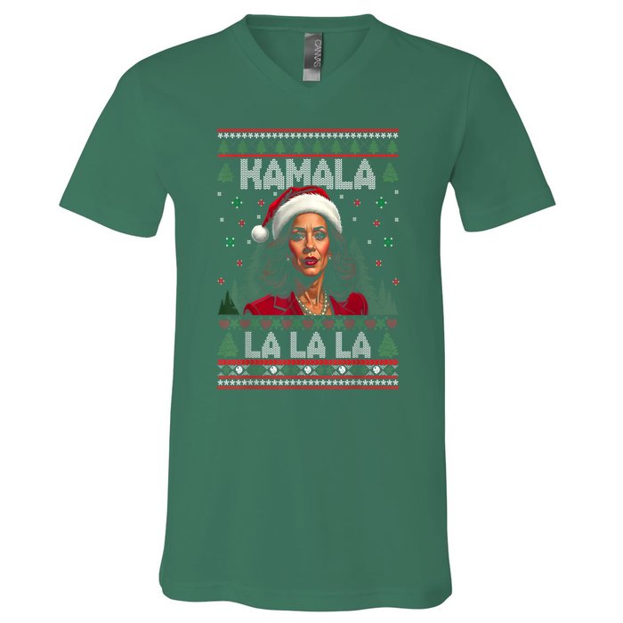 Christmas Comma La Funny Kamala Harris 2024 Xmas Women Gift V-Neck T-Shirt