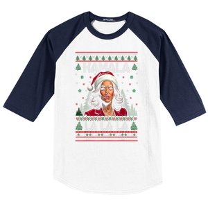 Christmas Comma La Funny Kamala Harris 2024 Xmas Women Gift Baseball Sleeve Shirt