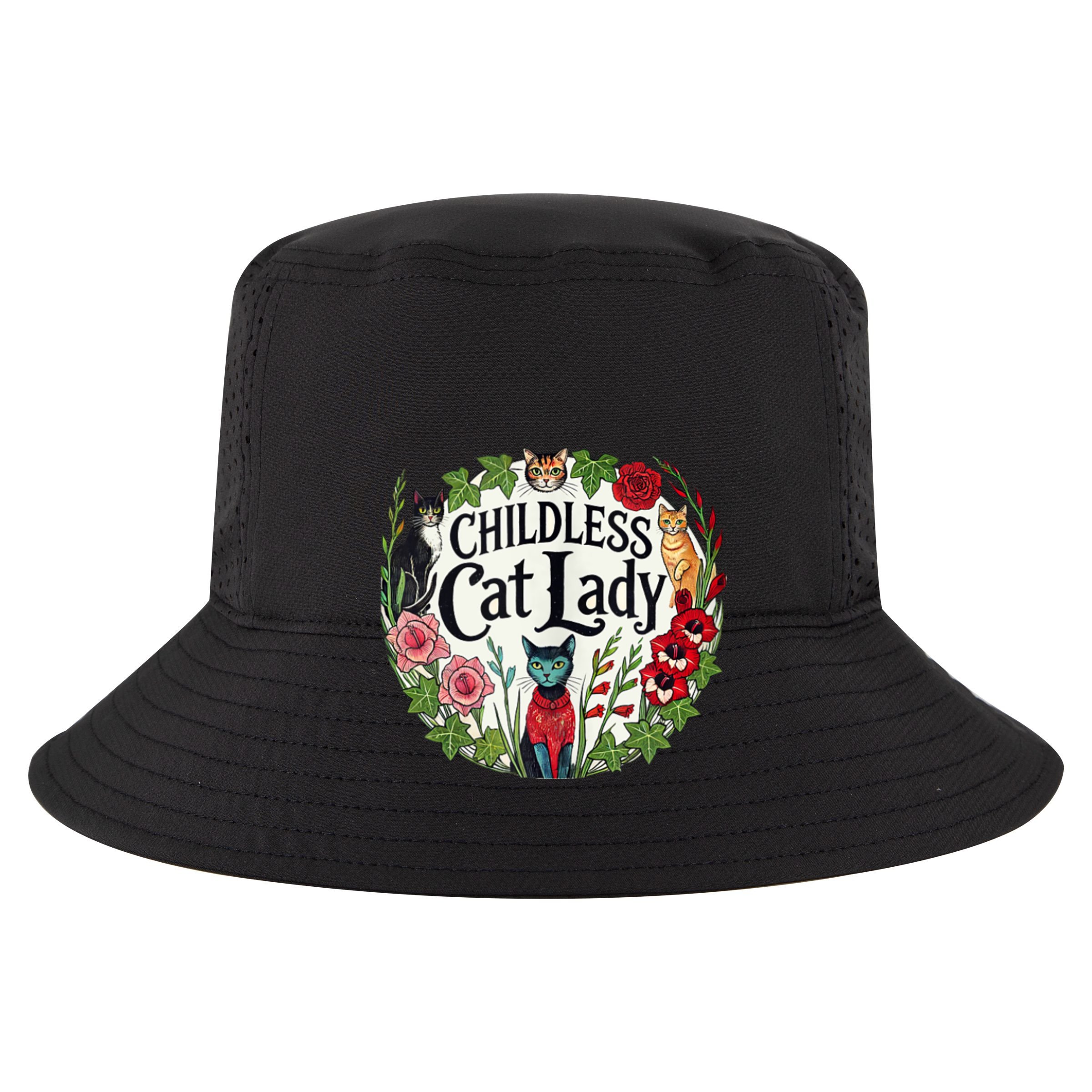 Childless Cat Ladies Against Fascism 7 Panel Mesh Trucker Snapback Hat