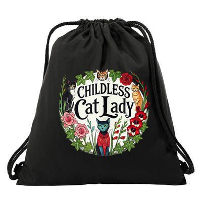 Childless Cat Ladies Against Fascism Drawstring Bag