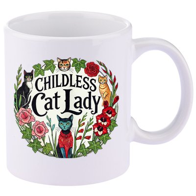 Childless Cat Ladies Against Fascism 11oz C Handle Ceramic Mug