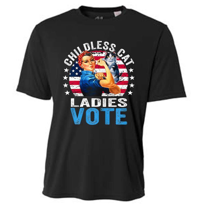 Childless Cat Ladies Vote Funny Vintage Rosie The Riveter Cooling Performance Crew T-Shirt