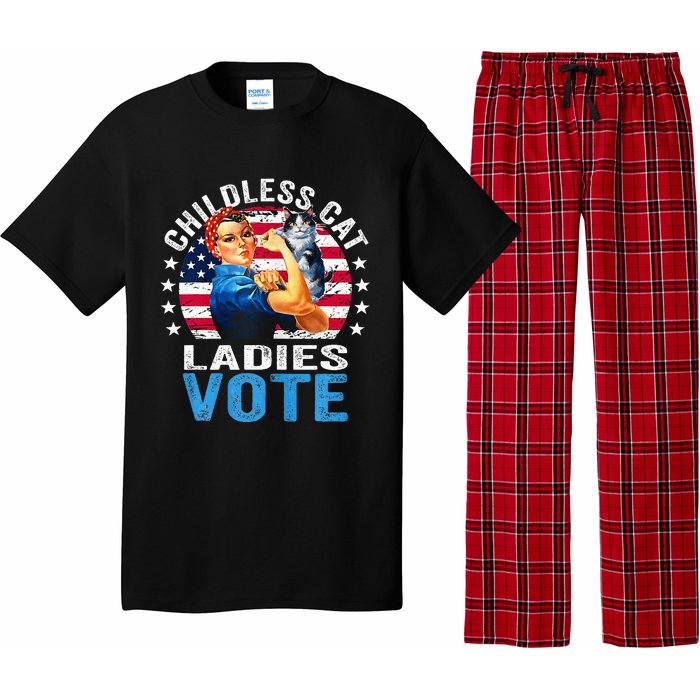 Childless Cat Ladies Vote Funny Vintage Rosie The Riveter Pajama Set