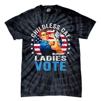 Childless Cat Ladies Vote Funny Vintage Rosie The Riveter Tie-Dye T-Shirt