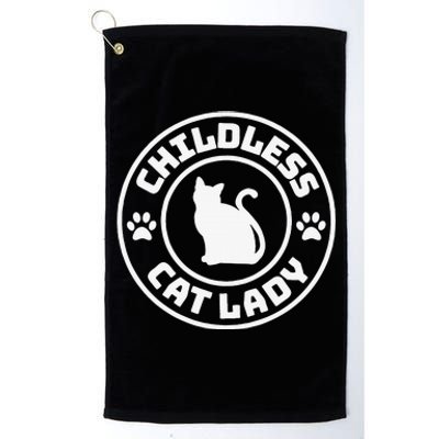 Childless Cat Lady Funny Cat Lover Platinum Collection Golf Towel