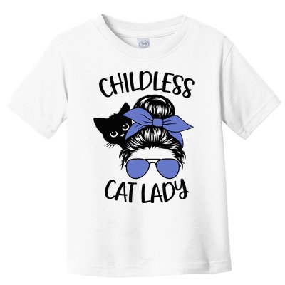 Childless Cat Lady Messy Bun Cat Mom Toddler T-Shirt