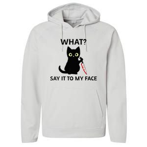 Childless Cat Ladies Funny Cat What Say It To My Face Raglan Baseball Performance Fleece Hoodie