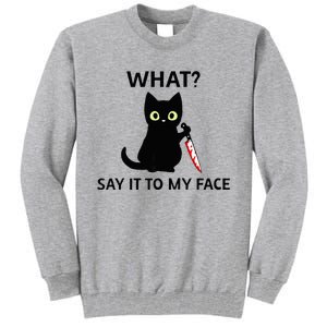 Childless Cat Ladies Funny Cat What Say It To My Face Raglan Baseball Tall Sweatshirt