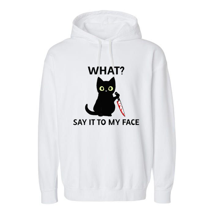 Childless Cat Ladies Funny Cat What Say It To My Face Raglan Baseball Garment-Dyed Fleece Hoodie