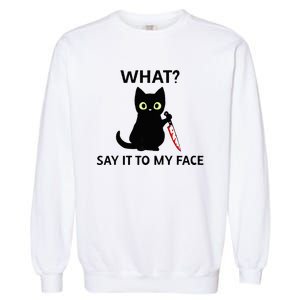 Childless Cat Ladies Funny Cat What Say It To My Face Raglan Baseball Garment-Dyed Sweatshirt