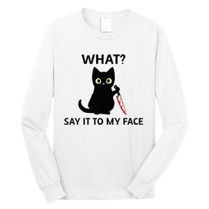 Childless Cat Ladies Funny Cat What Say It To My Face Raglan Baseball Long Sleeve Shirt