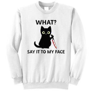 Childless Cat Ladies Funny Cat What Say It To My Face Raglan Baseball Sweatshirt