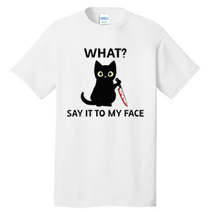 Childless Cat Ladies Funny Cat What Say It To My Face Raglan Baseball Tall T-Shirt