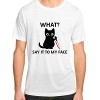 Childless Cat Ladies Funny Cat What Say It To My Face Raglan Baseball Adult ChromaSoft Performance T-Shirt