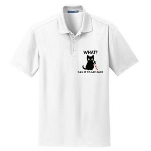 Childless Cat Ladies Funny Cat What Say It To My Face Raglan Baseball Dry Zone Grid Polo