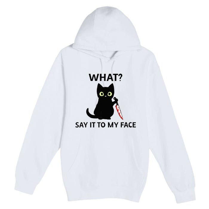 Childless Cat Ladies Funny Cat What Say It To My Face Raglan Baseball Premium Pullover Hoodie