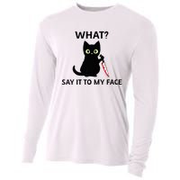 Childless Cat Ladies Funny Cat What Say It To My Face Raglan Baseball Cooling Performance Long Sleeve Crew